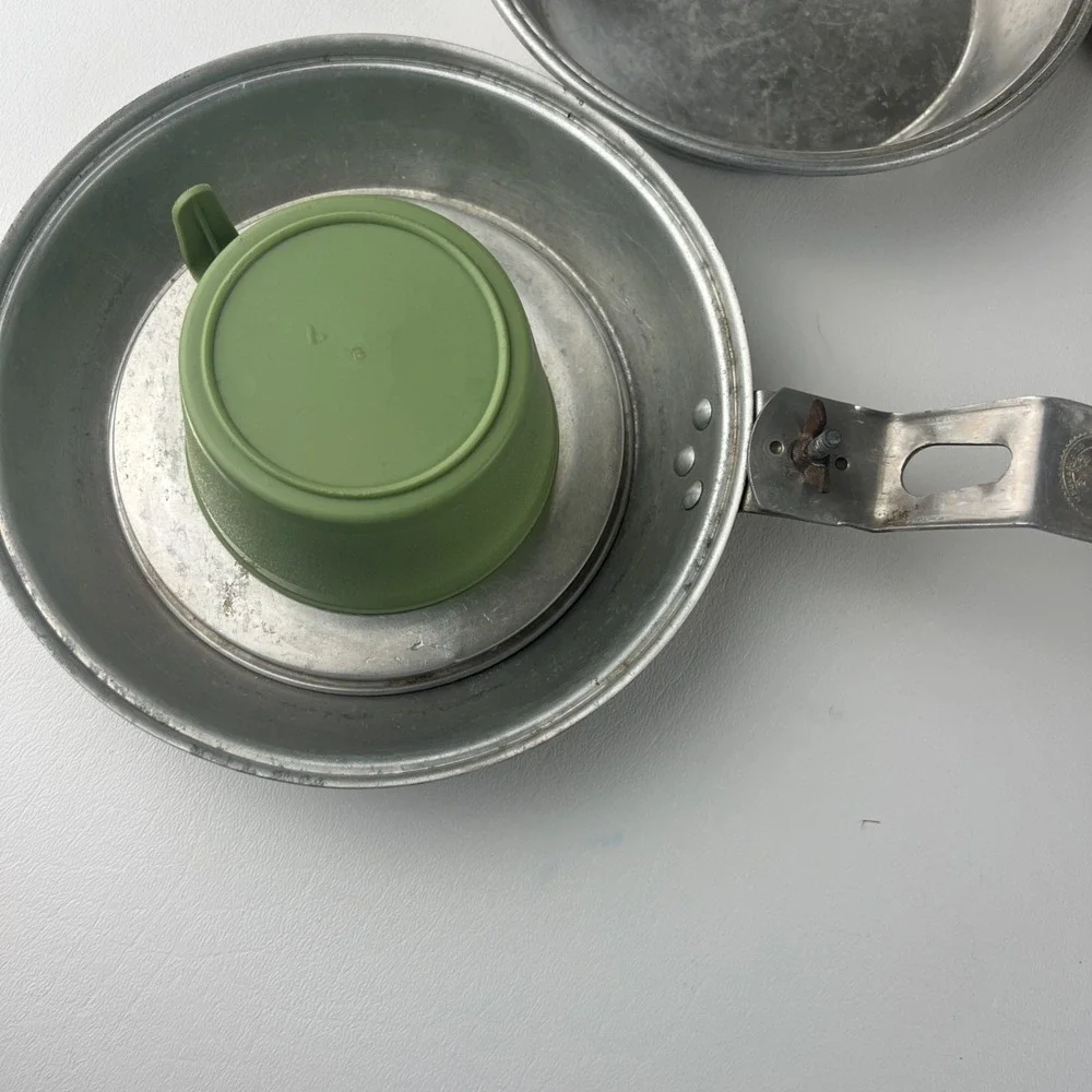 Vintage Boy Scouts Of America Aluminum Mess Kit Pot Pans Cup Mirror Set Camping